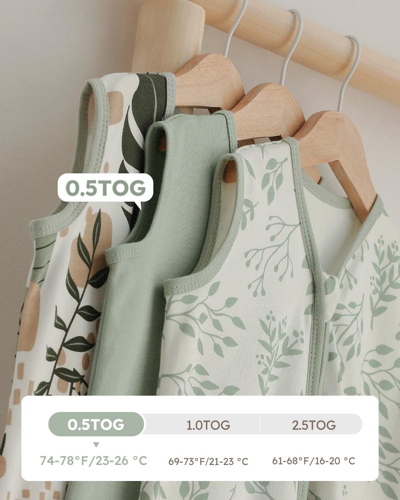 يووفوس كيس نوم للأطفال من Yoofoss بعمر 12-18 شهرًا، بطانية يمكن ارتداؤها 100% من القطن العضوي بسحاب ثنائي الاتجاه TOG 0.5 كيس نوم للأطفال الصغار 3 عبوات، مريح وناعم وخفيف الوزن - Image 4